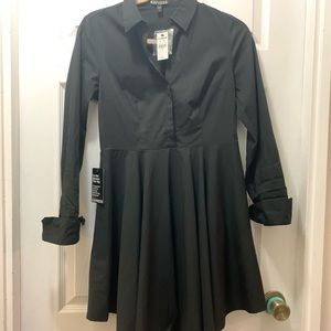 Black Express Button Shirt Dress